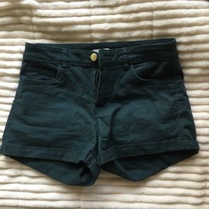 H&M high rise dark green shorts
